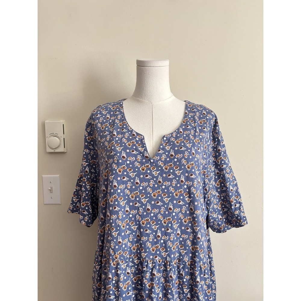 Ulla Popken 20 22 Dress Plus Size XXL 2X Fall Floral Blue Orange Pockets Cotton - Picture 10 of 11